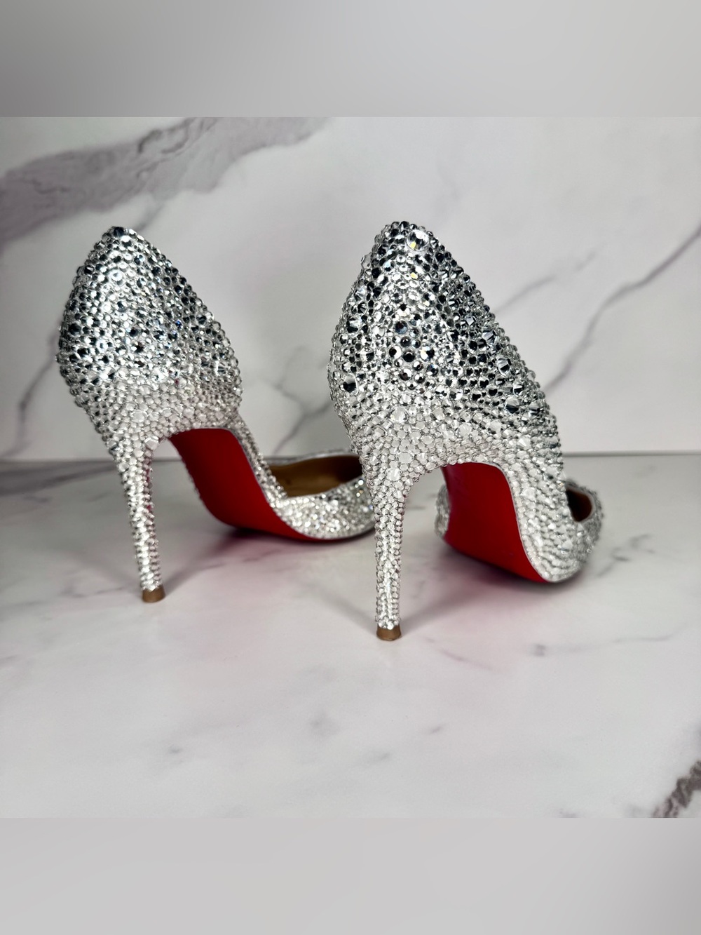 Christian Louboutin Iriza Silver Strass Crystal Heels Size 36.5 / 6.5 - Picture 12 of 16